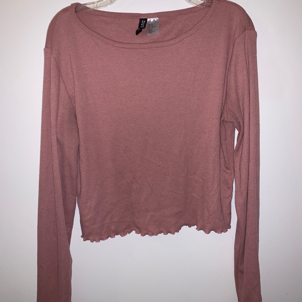 H&M Pink long sleeve cropped top